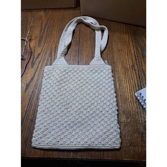 The Sak Cream Ivory Macreme Crochet Type Purse Hand Bag Shoulder Bag Pocket Book - Picture 2 of 9